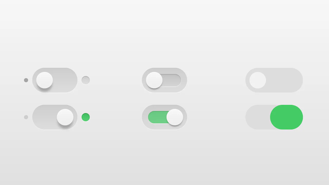 Realistic 3D toggle switches with inset shadows and sliding animations using pure CSS.