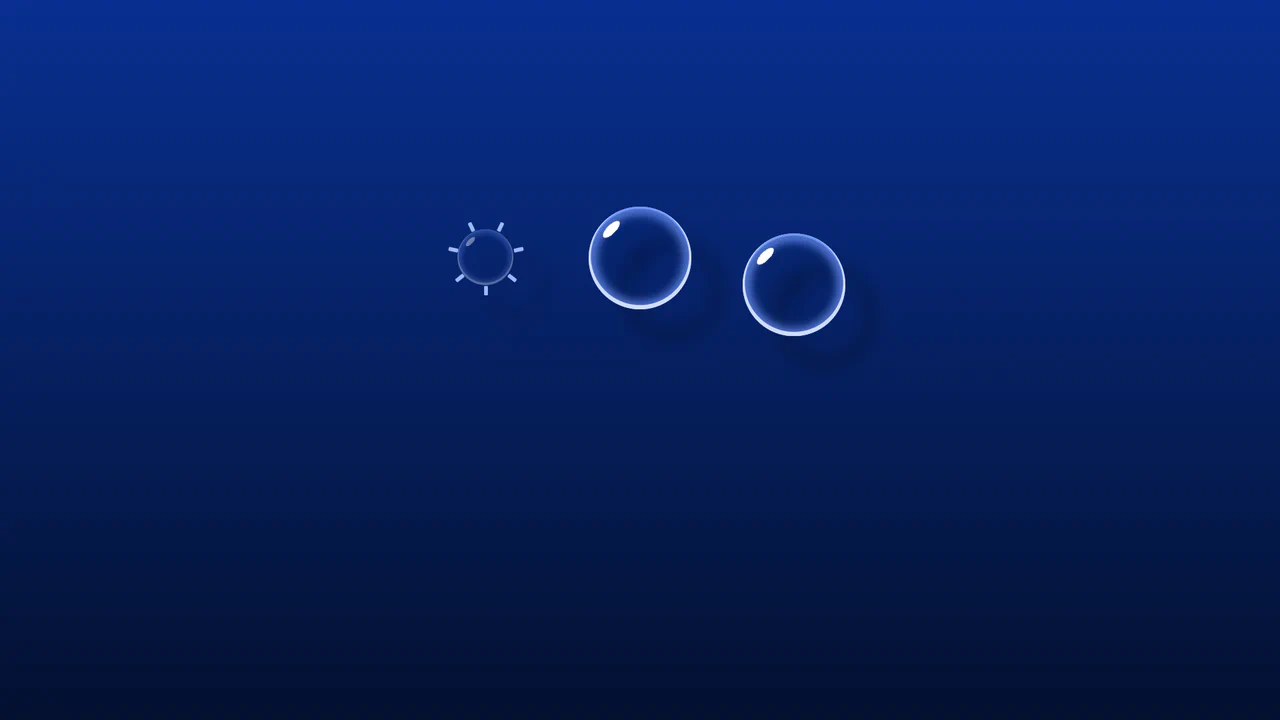 Playful CSS-only bubble loader rising, bursting, and producing synchronized liquid droplets at radial rotation angles.